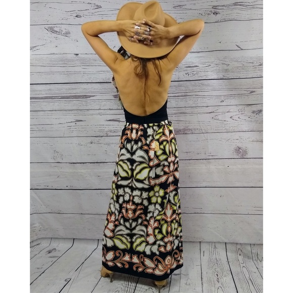 1970s floral print lightweight maxi skirt w sash - Picture 2 of 3